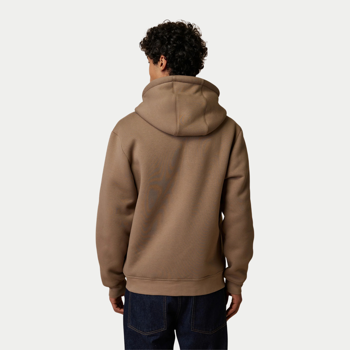 Sweat zippé Meygal marron Faguo porté de dos, capuche rabattue et bas côtelé