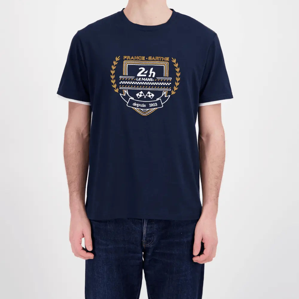 T-shirt Marine Brodé - 24h le Mans - détail 3
