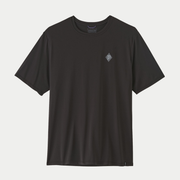 T-shirt Capilene Cool Daily Hut Tripper Patagonia noir, de face à plat, petit losange « p » imprimé sur la poitrine