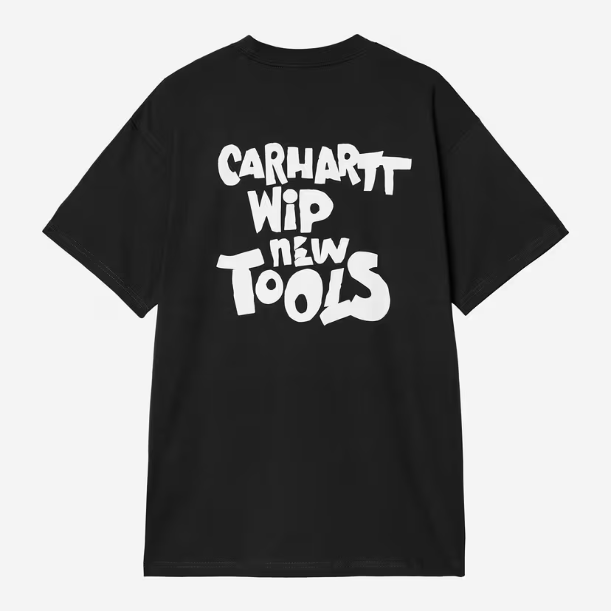 Dos du T-shirt Cutout noir Carhartt WIP à plat : grand lettrage découpé blanc Carhartt WIP New Tools
