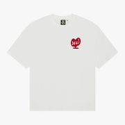 T-shirt Deep Cut blanc Deus Ex Machina, vue de face avec l’imprimé cœur rouge sur la poitrine