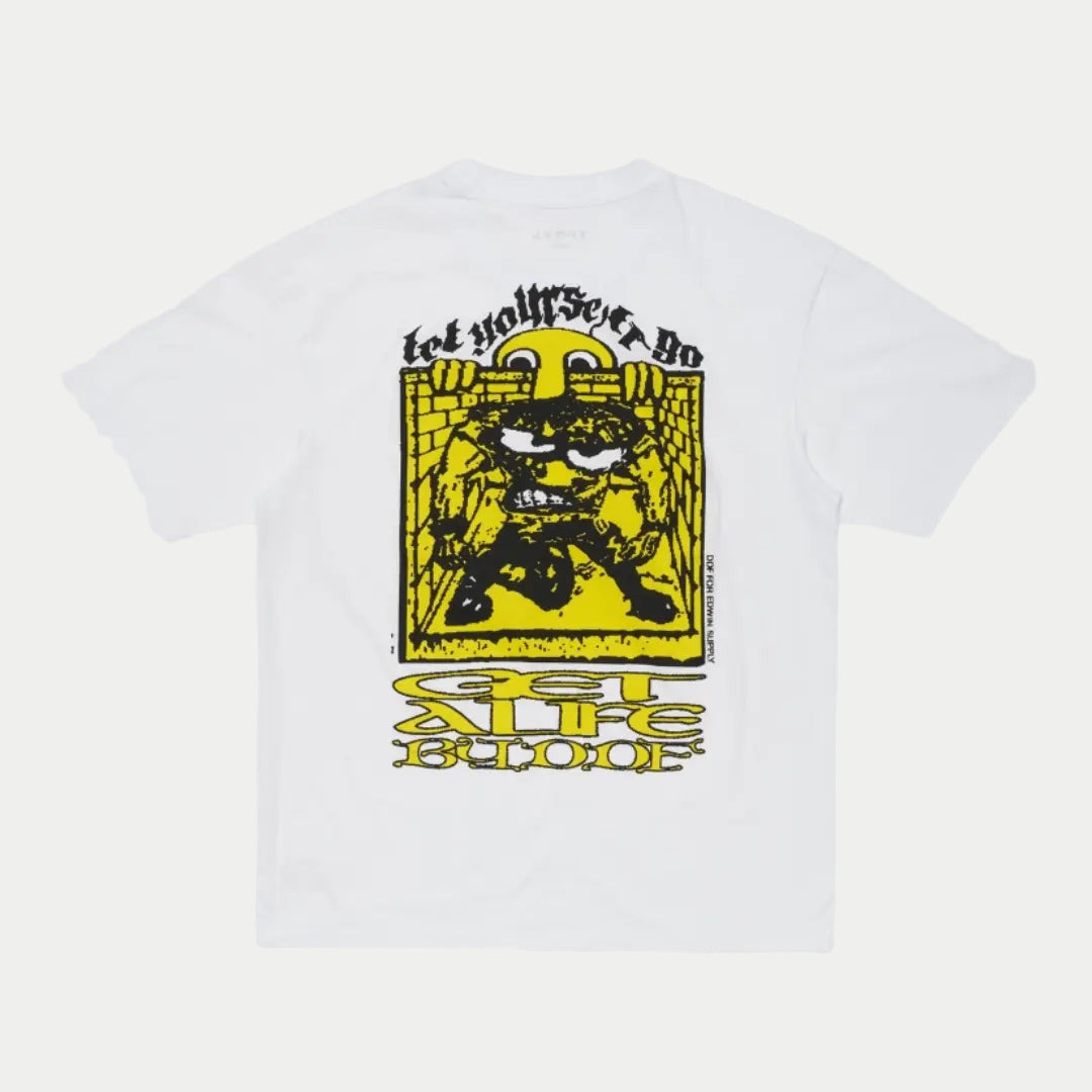 T-shirt Get A Life Blanc - Edwin - détail 2