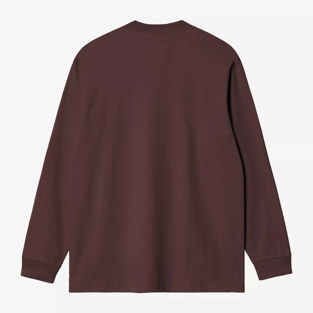 Dos à plat du T-shirt manches longues Chase Palisander brun bordeaux, jersey uni et poignets côtelés - Carhartt WIP