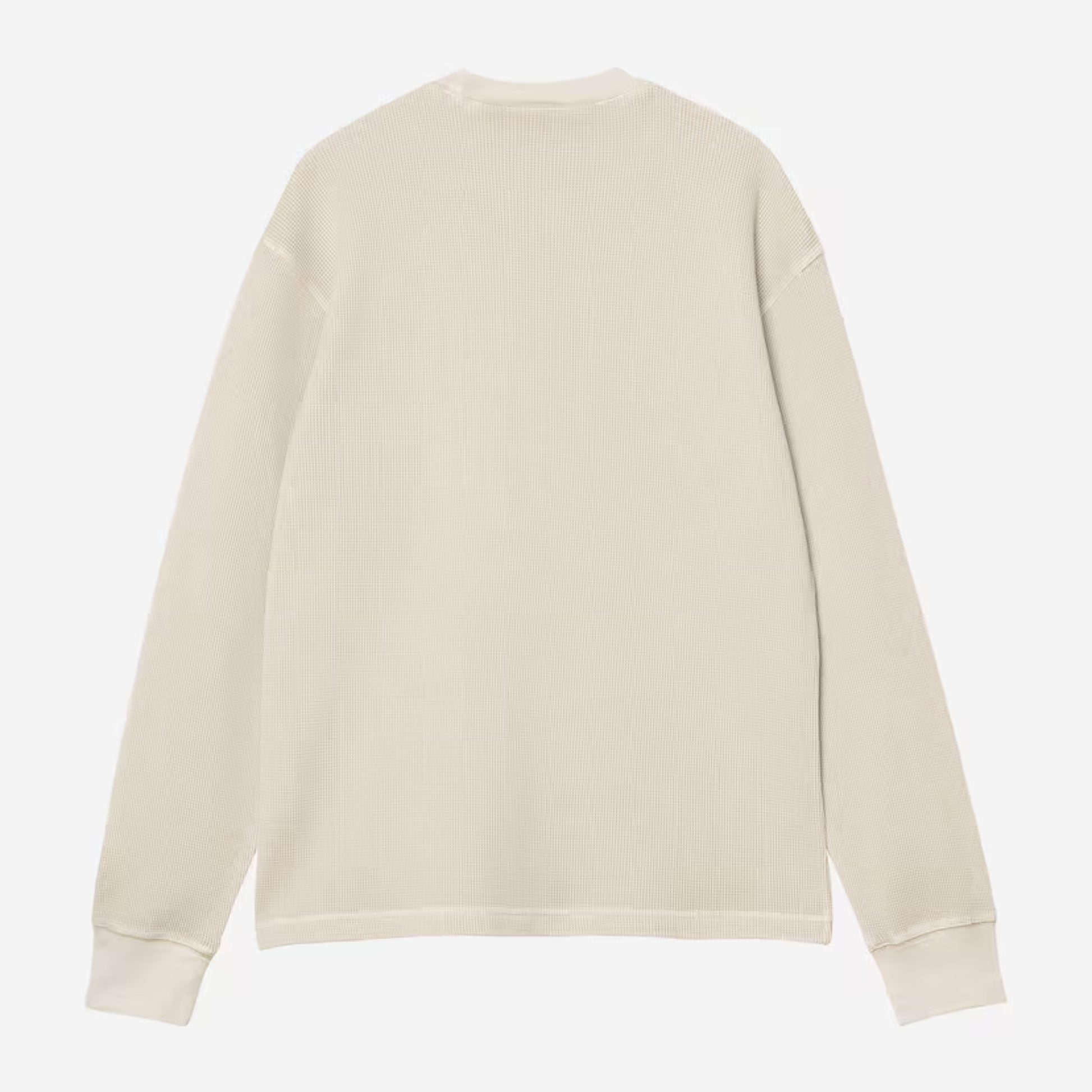 T-shirt manches longues Vista Waffle Carhartt WIP écru, vue de dos à plat, poignets et ourlet unis sans gaufrage