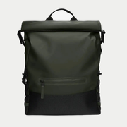 Trail Mountaineer Rolltop vert kaki, rabat roulé, zip étanche frontal et base noire