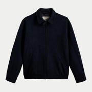 Veste Aurelia Portuguese Flannel bleu marine en laine, vue de face zippée à plat