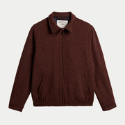Veste Aurelia Terroir Portuguese Flannel en laine bordeaux brun, zippée à col chemise, vue de face