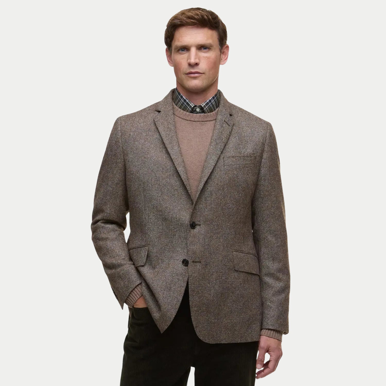 Blazer Tweed Godfrey Shetland Moons - Marron - Barbour - détail 2