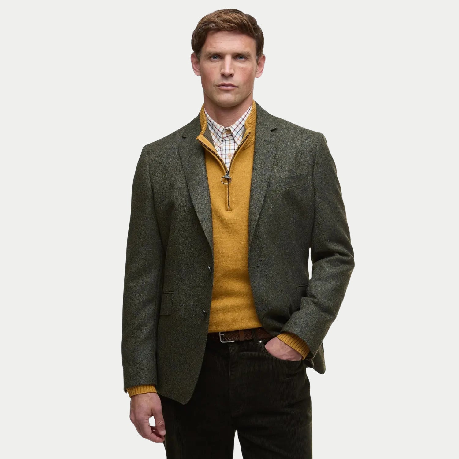 Blazer Tweed Godfrey Shetland Moons - Olive - Barbour - détail 2