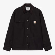 Veste Michigan Winter Carhartt WIP en toile noire Black Rigid à plat : col velours, 5 pressions, 4 poches