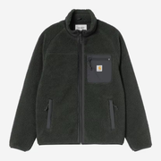 Veste polaire Prentis Raven Carhartt WIP à plat de face, pile vert sapin et poche poitrine en nylon.