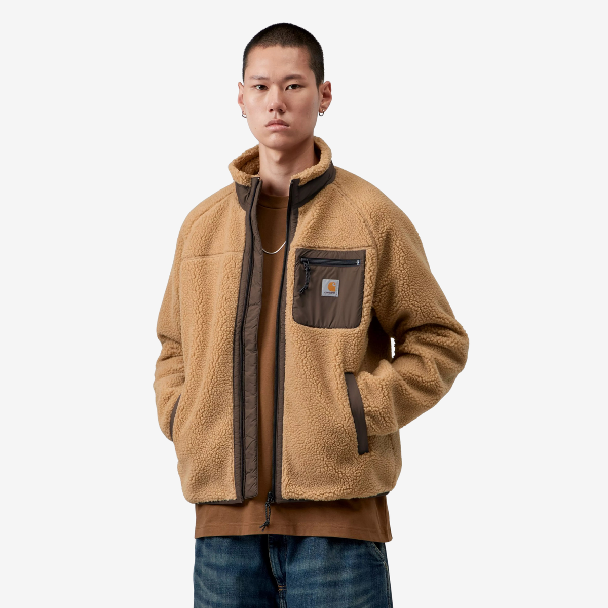 Veste Prentis WIP Dusty H Carhartt WIP - vue portée de face, veste ouverte