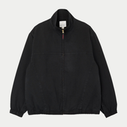 Veste Twill Around Noire Gramicci - packshot face, col montant, zip laiton et étiquette Original Freedom